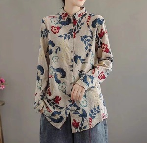 レディース トップス シャツ 丈長 長袖 襟付き 前開き かわいい シンプル カジュアル おしゃれ レトロ アジアン エスニック ラフ ガーリー 存在感 キュート ナチュラル 花柄 フラワー 春 秋 デート お出かけ 公園 女子会 休日 ショッピング コンサート ライブ お花見 カフェ ランチ ピクニック 楽ちん プレゼント プチプラ 普段使い 着回し モテ 清楚 トレンド 流行 インスタ映え M L XL 2XL 3XL 4XL 小さいサイズ 大きいサイズ ベーシックカラー 大人カラー 秋カラー