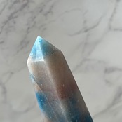 希少*トロレアイトポイント3*スコルザライト(鉄天藍石)インクォーツ*天然石インテリア*天然石タワー*置き物