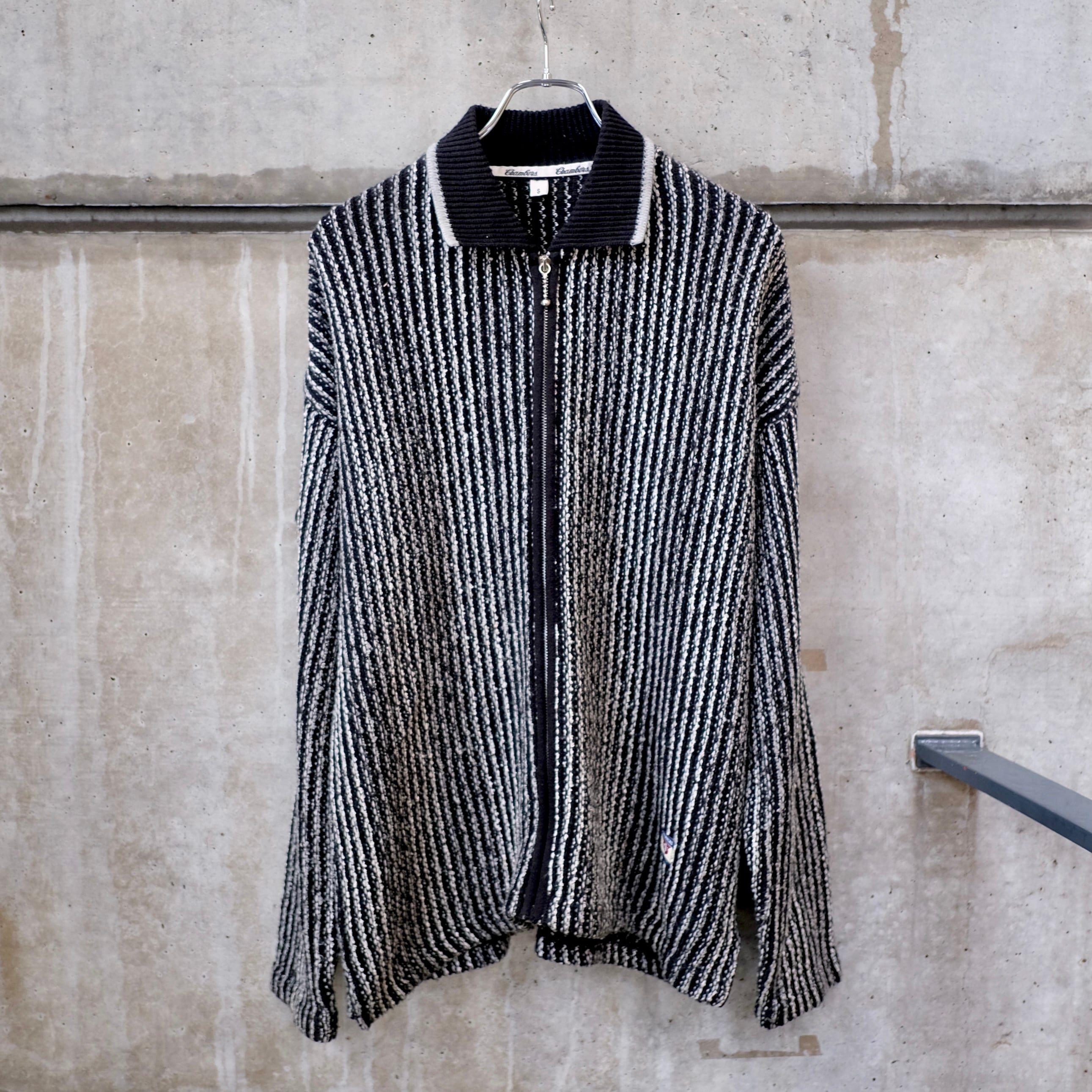 Chambers / Striped Zip Up Polo Sweater