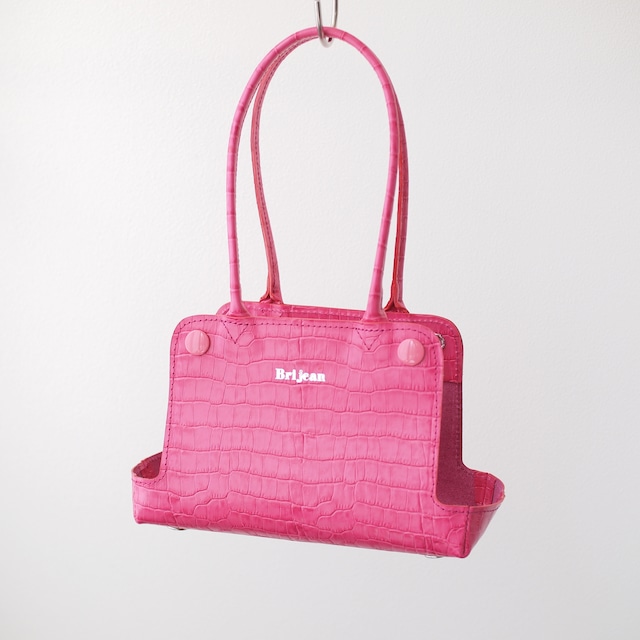 オートクチュールバッグ《Hana》レザーパーツ　ピンク（クロコ）Mサイズ