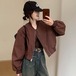 コートジップアップ 春秋 ゆったり 通勤 ジャケットブラウス 小柄 トップスコートショート丈