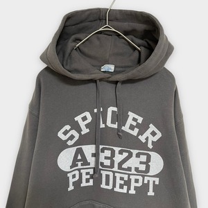 【champion】プリント SPICER アーチロゴ パーカー フーディー スウェット プルオーバー M チャンピオン US古着