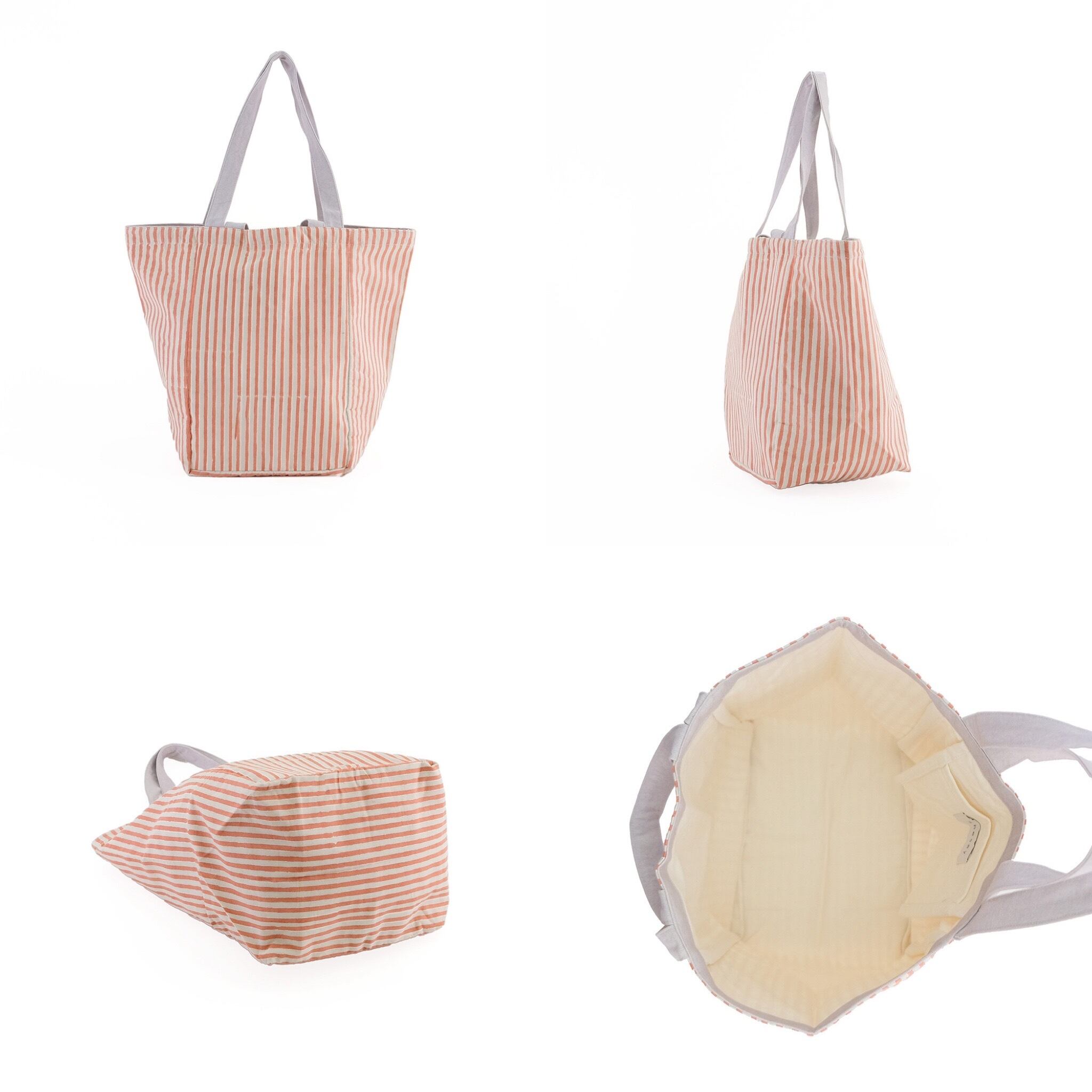 shesay ブロックプリント 2wayストライプ トートバッグ | Zakka so-la