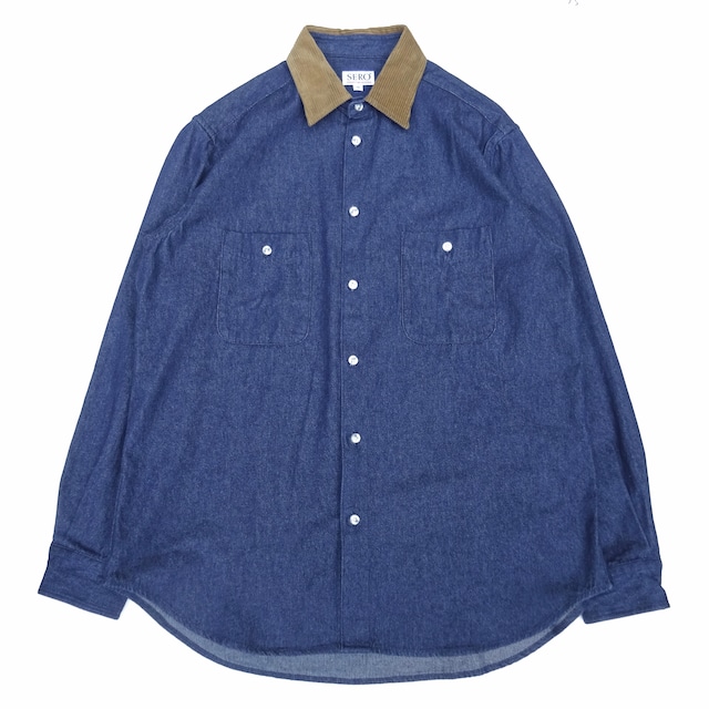 SERO (セロ) LONG SLEEVE DOUBLE POCKET SHIRT DENIM&CORDUROY インディゴ