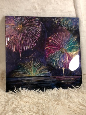 【アートパネル】夜空浮かぶ大輪花火