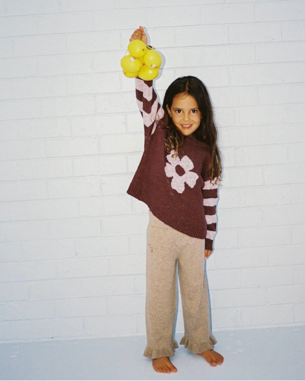 【即納/送料無料】Grown / Organic Frill Knit Flares - Oatmilk