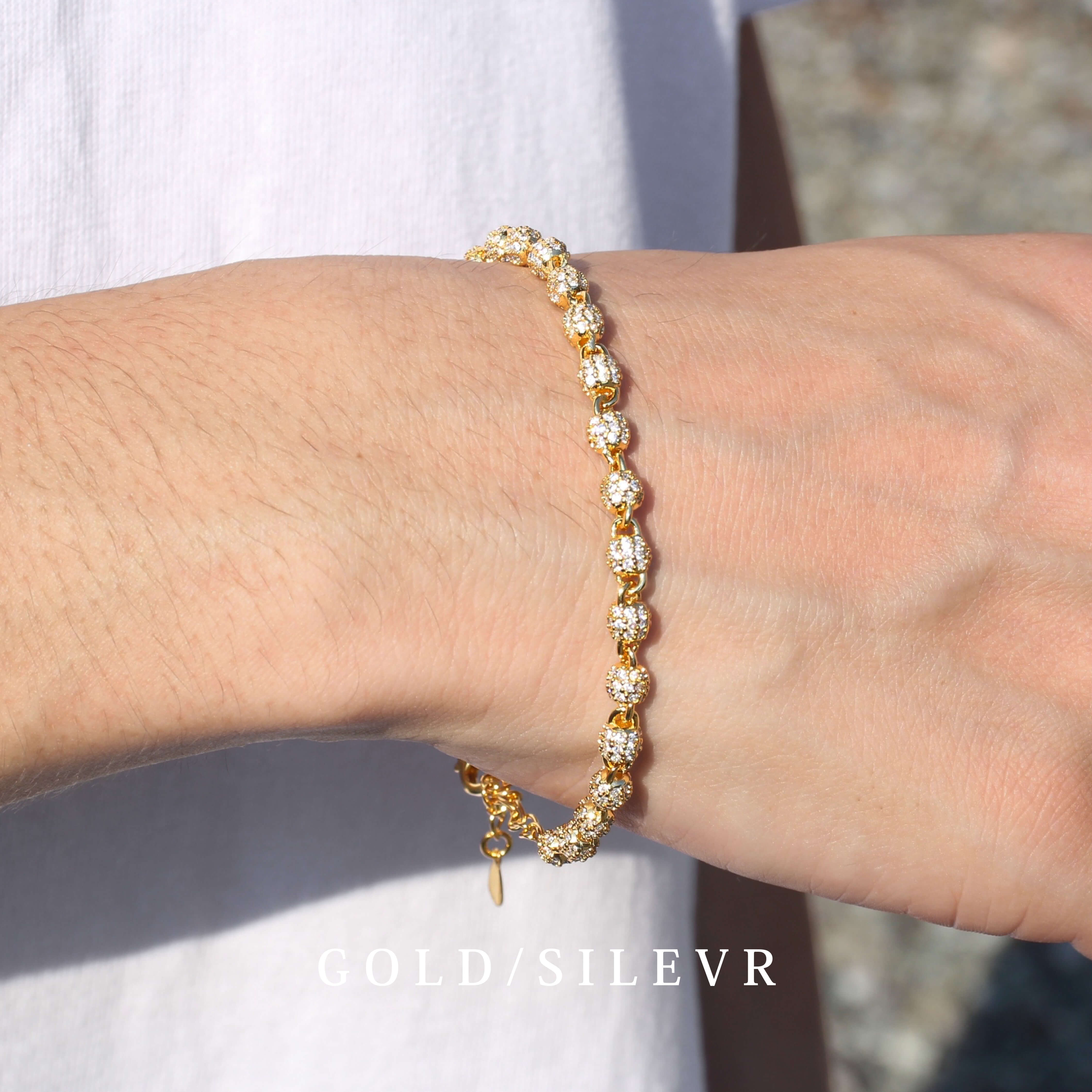 Iced Out Ball Chain Bracelet MB2-8 | MALIARE Iced Out Ball Chain Bracelet MB2-8 | MALIARE