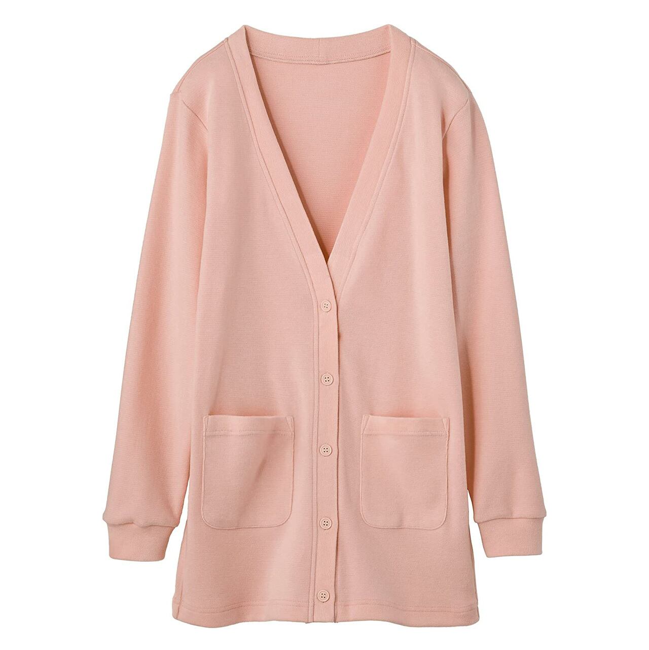 L-2300【サーモンピンク】Vネックソフトサーモあったかカーディガン