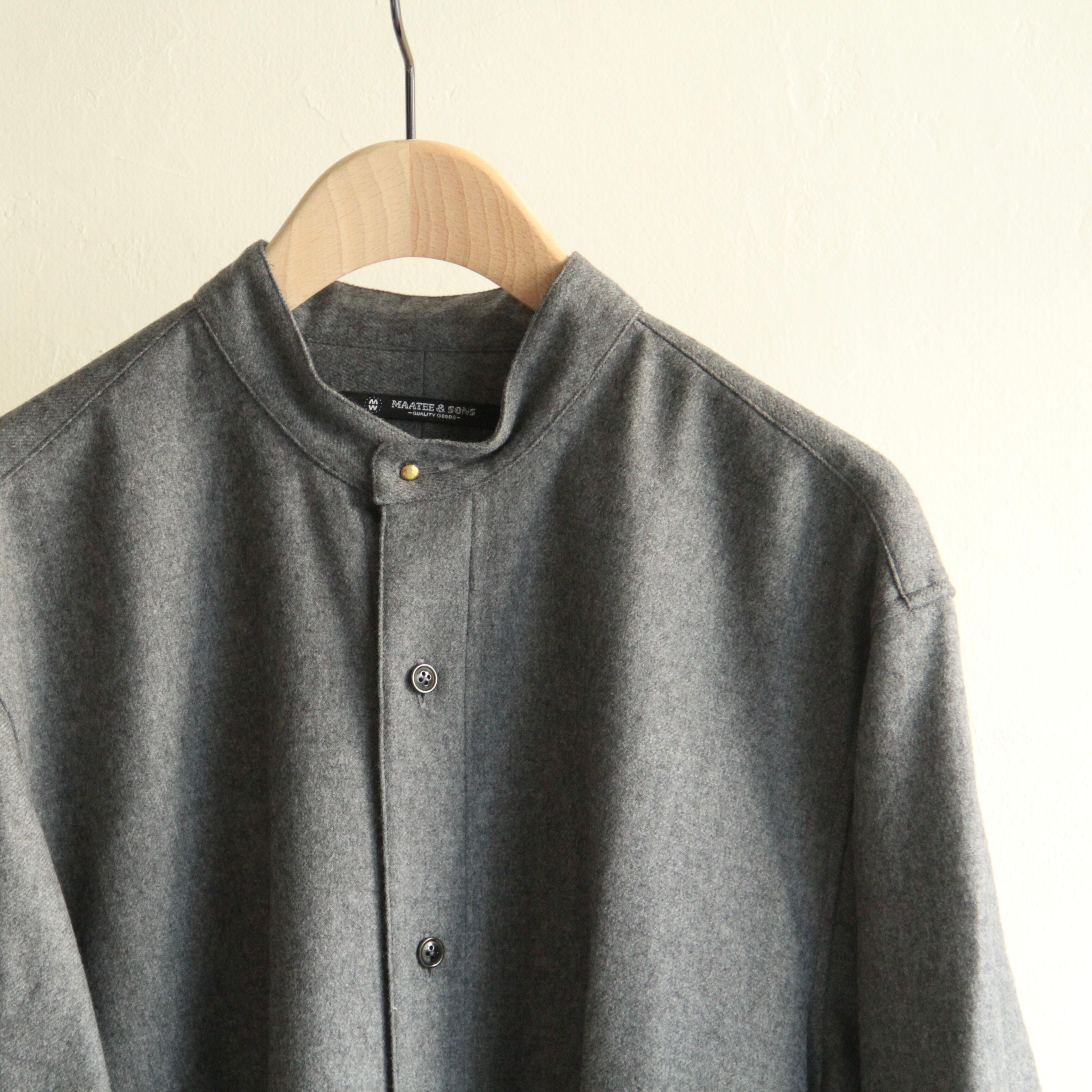 MAATEE&SONS【 mens 】wool saxony band collar shirts | Terminal