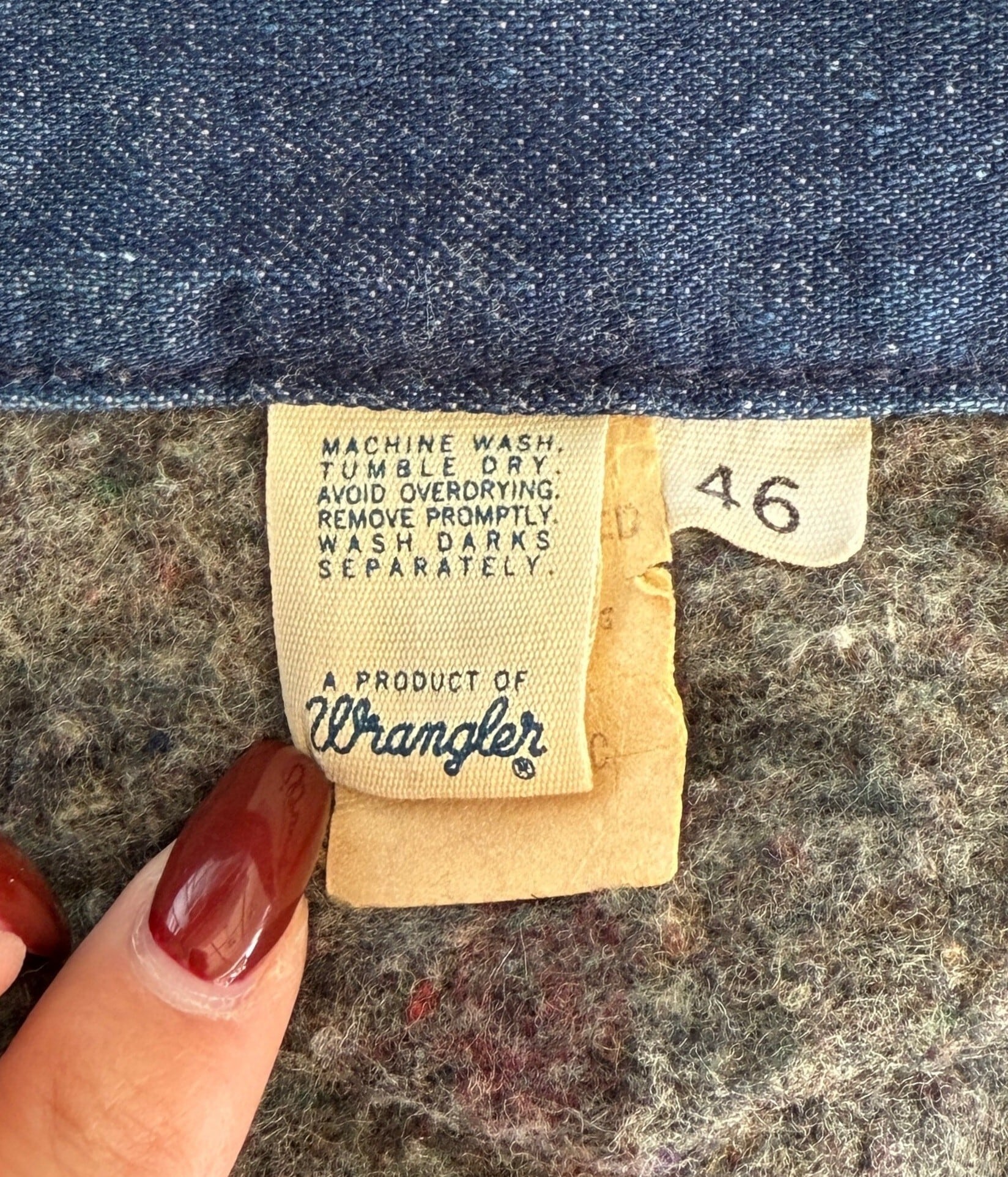 70sラングラー　カバーオールブランケット付ヴィンテージ46 Wrangler - 70s ラングラー カバーオール 濃紺 ブランケット付き 台襟