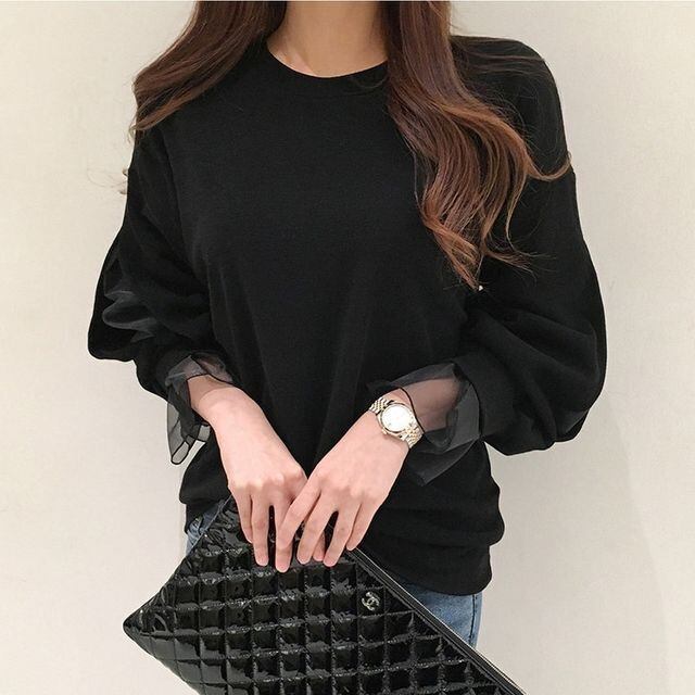 予約販売】トップス レディース 秋冬 カットソー 長袖 袖シフォン