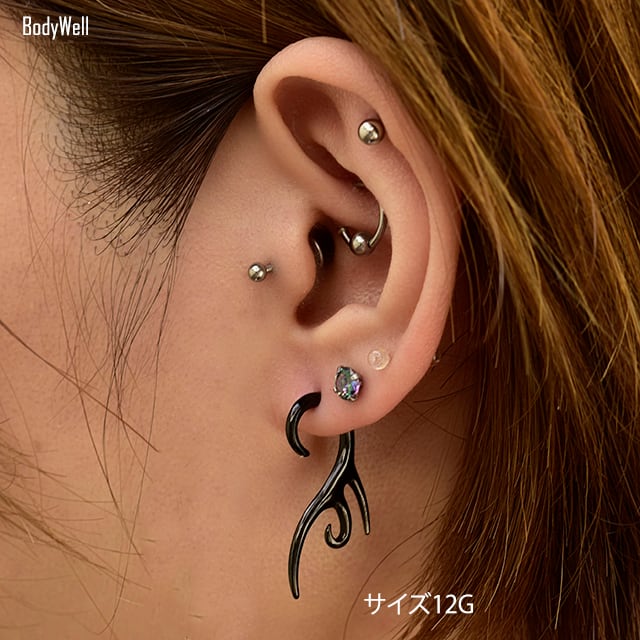 ボディピアス 4G 2G インパクトあり ブラック オクトパス タコ