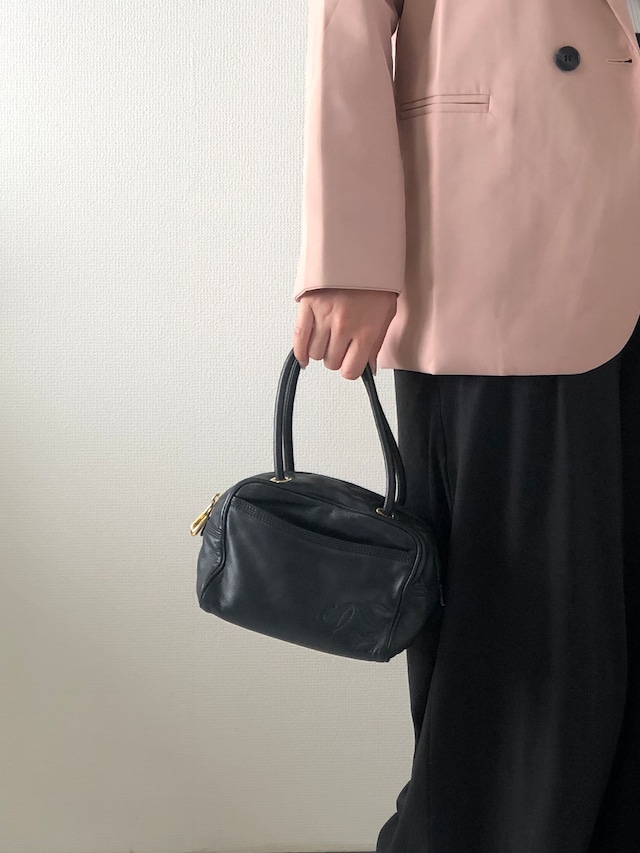 LOEWE ロエベ アナグラム ハンドバッグ ブラック レザー vintage ヴィンテージ オールド vpng2m