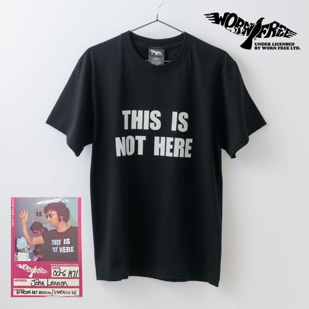 WORN FREE ウォーンフリー ジョンレノン Tシャツ メンズ 半袖 綿100 ブランド プリント レディース ゆったり ロゴ おしゃれ 黒 ブラック 大人 かっこいい THIS IS NOT HERE WFR-000-000029 Sl031