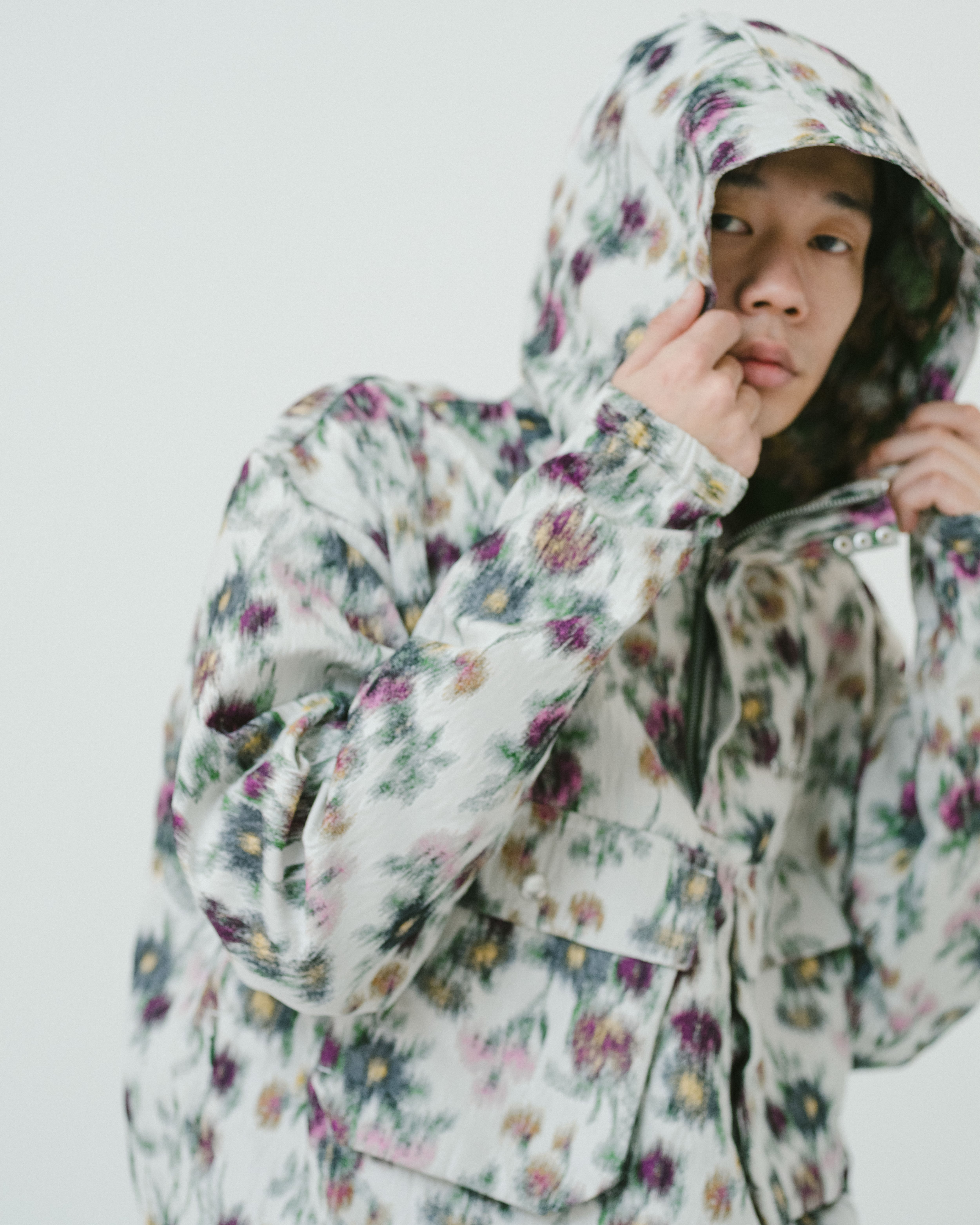Flower jacquard anorak hoodie（WHITE） | TTTMSW