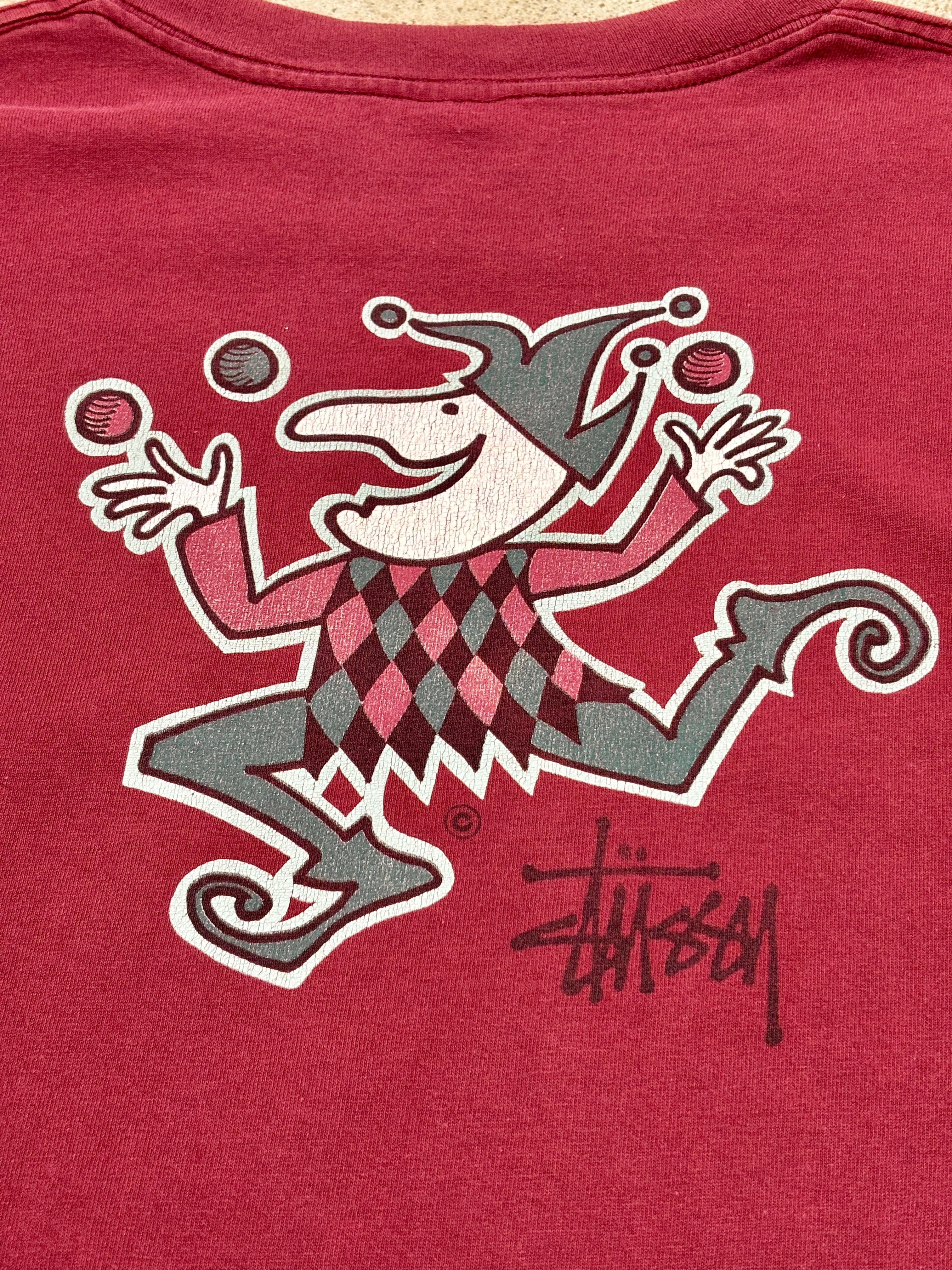 80~90s OLD STUSSY/JUGGLER print Tee/USA製/黒タグ/XL 80~90s OLD STUSSY/JUGGLER print Tee/USA製/黒タグ/XL