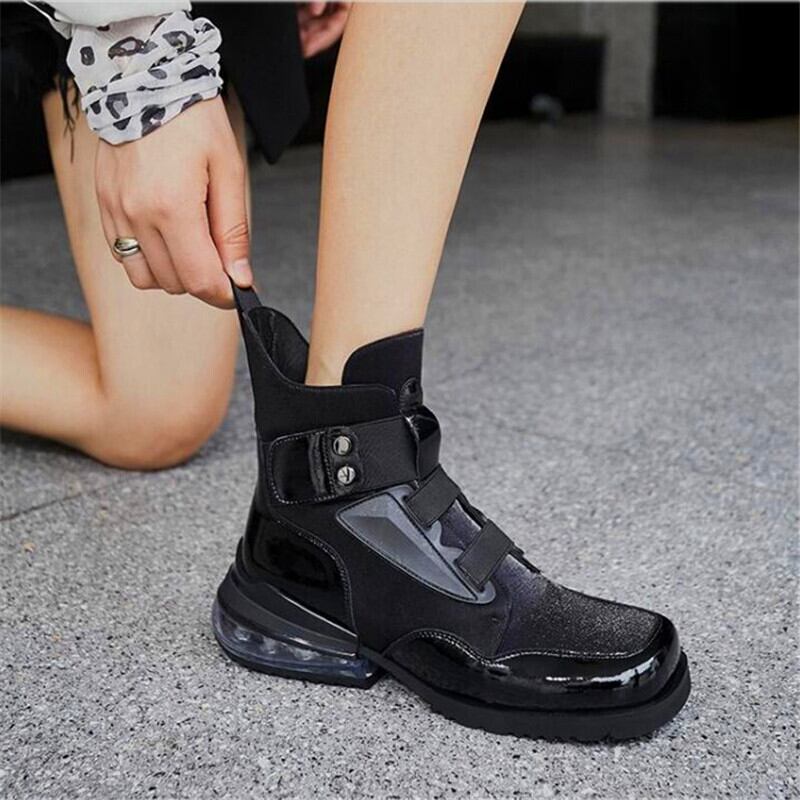 【新作】【送料無料】 ベルクロ増加厚底の女性の四角いつま先のハイヒールのブーツ黒の透明なハイヒールのブーツ冬の女性のブーツ ブラック 靴 シューズ ウィンター 冬物 スクウェア 10b37902121614