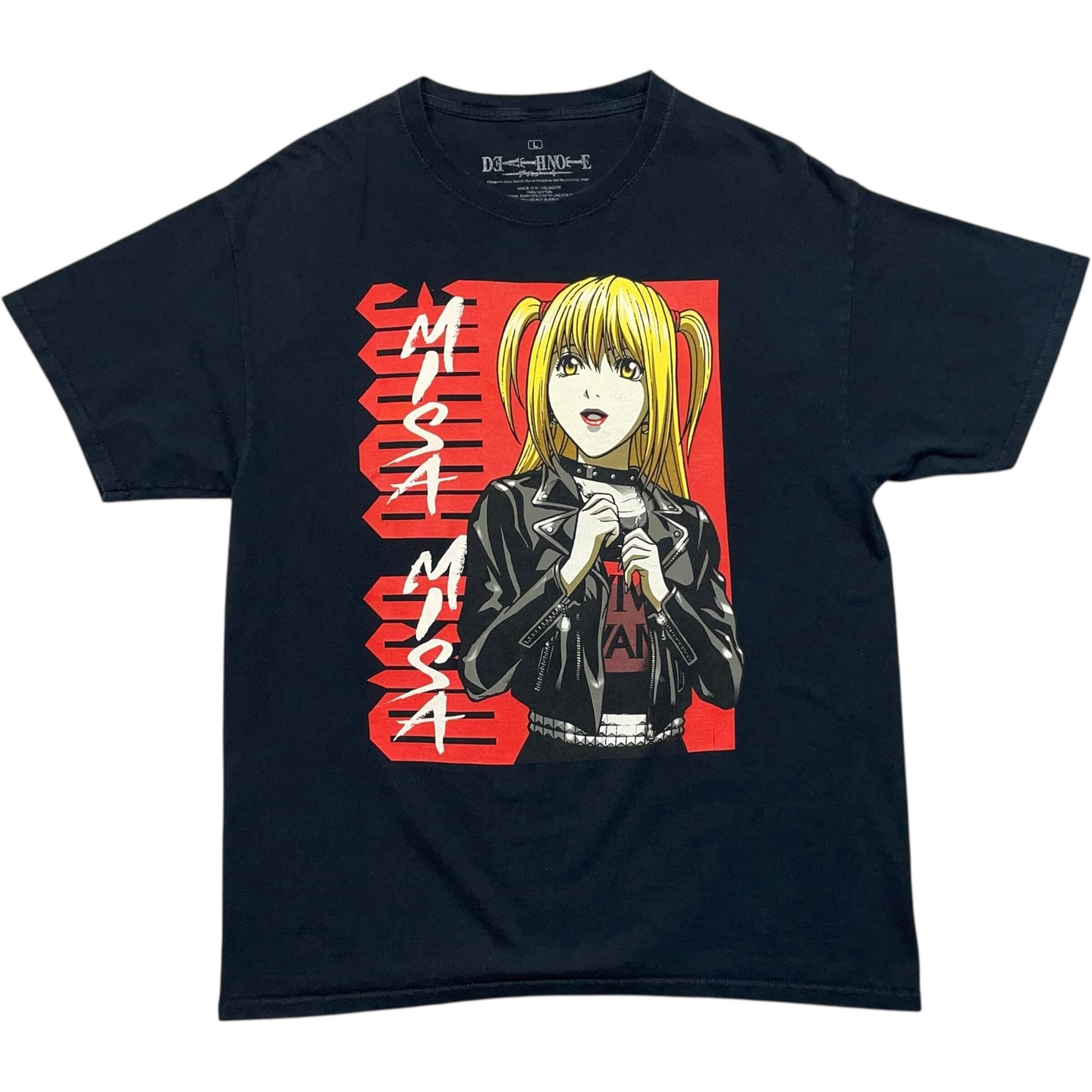 《L》 DEATHNOTE デスノート アニメTシャツ ミサミサ プリント ブラック no.7378