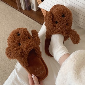 【SLIPPER】韓国風可愛いもこもこ犬スリッパ　全2色