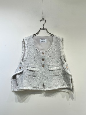 CYAN TOKYO ランダムラメツイードオープンベスト