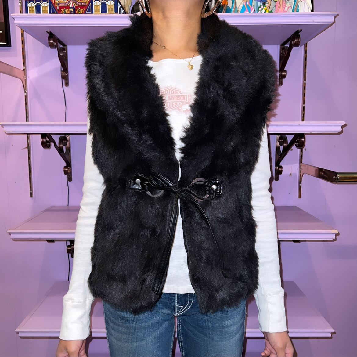 ベスト Knit docking fur vest ニットドッキングファーベスト - トップス