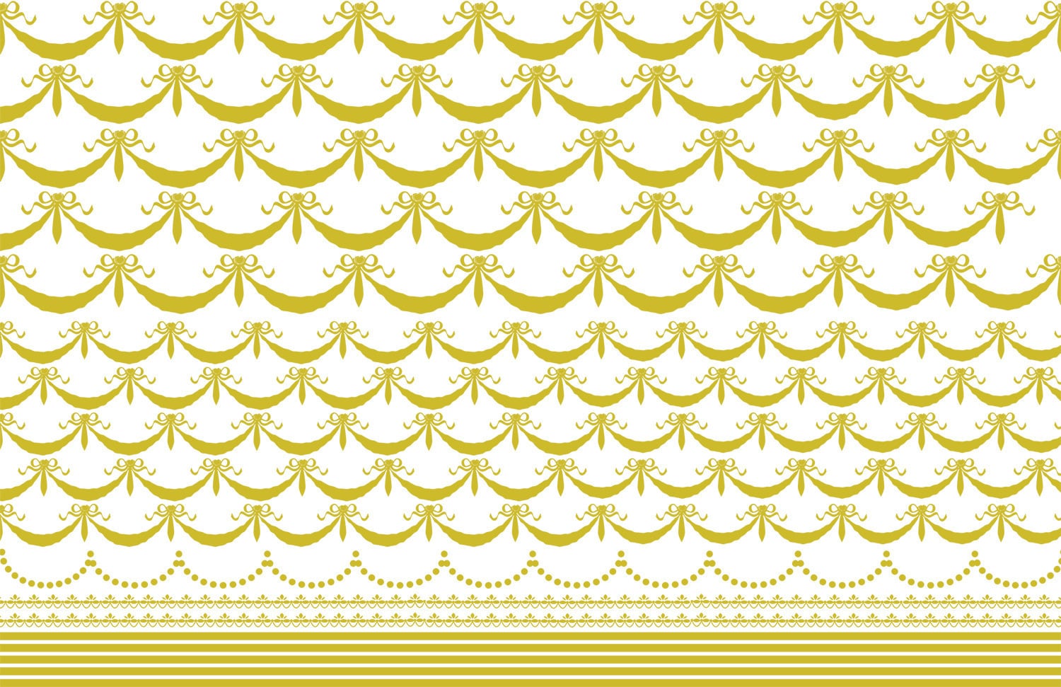 リボンガーランド＆ライン A3サイズ ゴールド（ポーセリンアート用転写