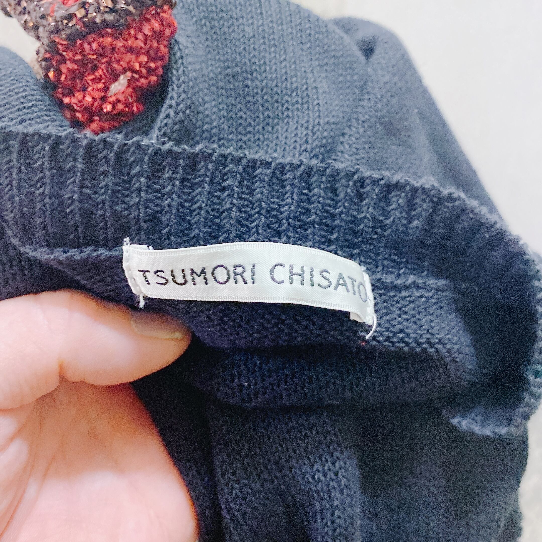 ツモリチサト 半袖ニット 黒 ピンク TSUMORI CHISATO | UTA