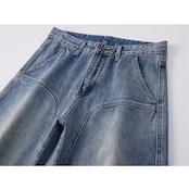 パッチワーク ストレートデニムパンツ af0492