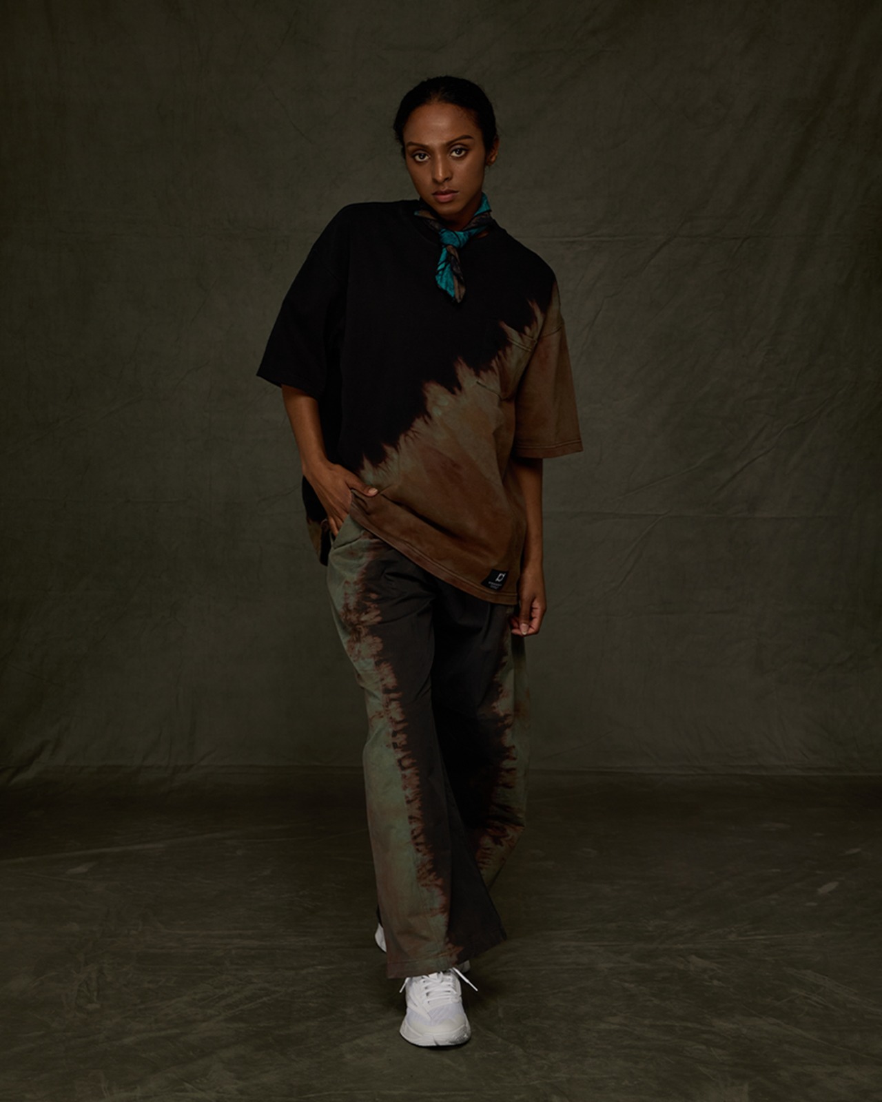 【数量限定販売】ビッグシルエットタイダイブリーチポケットTシャツ 火の手