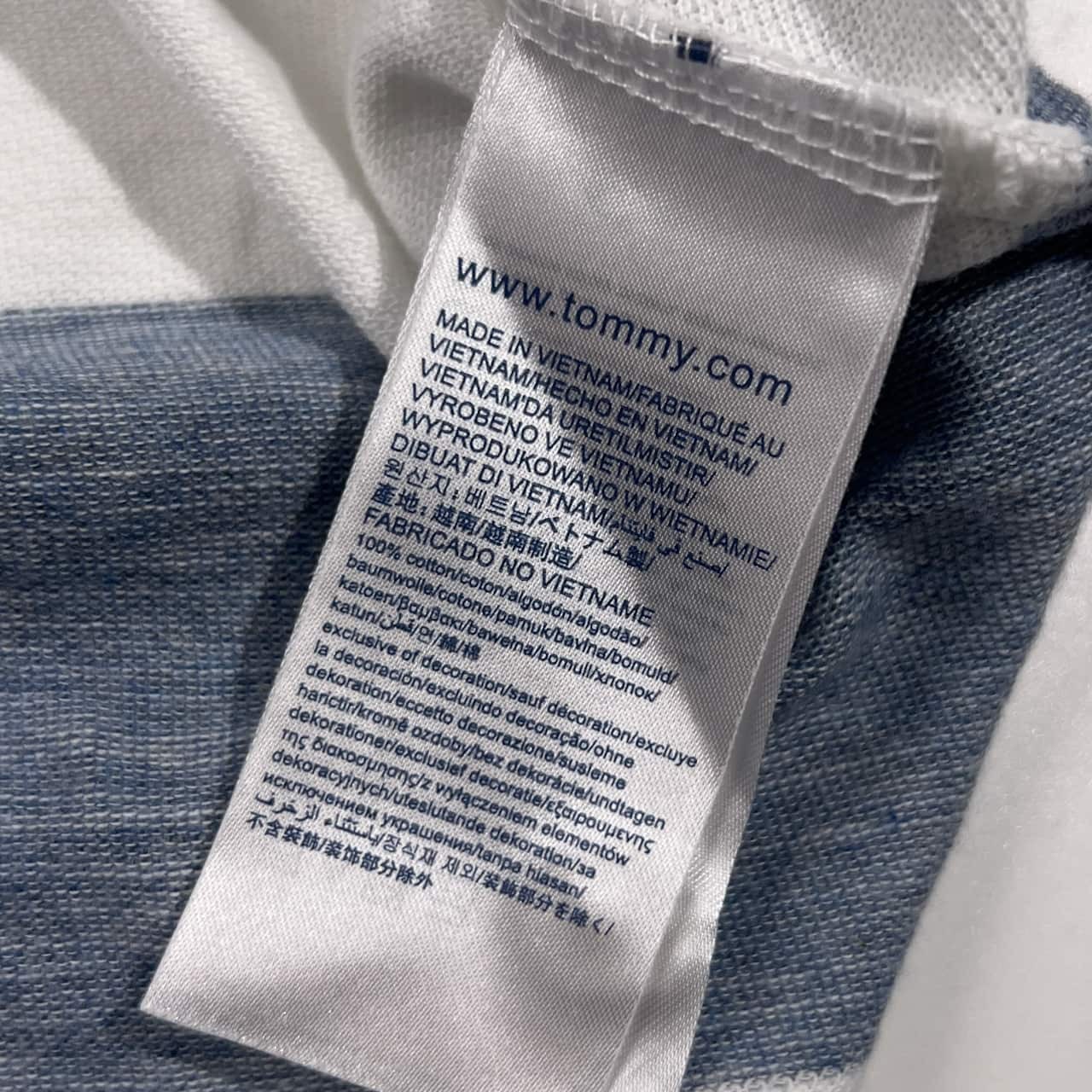 TOMMY HILFIGER トミーヒルフィガー ボーダー 鹿の子 半袖 ポロシャツ サイズ XL /ホワイト×ブルーグレー系 メンズ