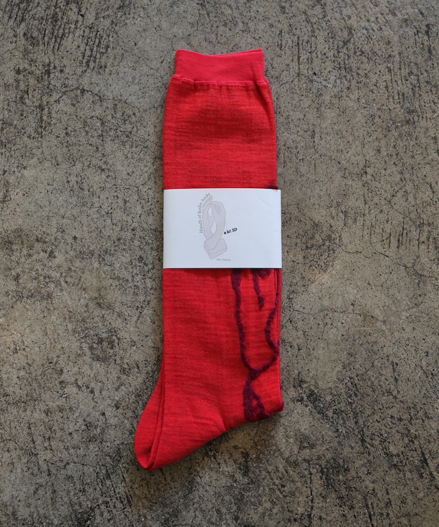 Kota Gushiken / KGAW26-K17 HAND OF RODIN SOCKS ‐ A BIT 3D(RED)