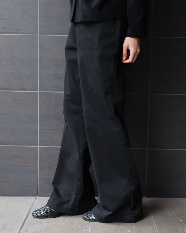 Long length wide flare denim pants