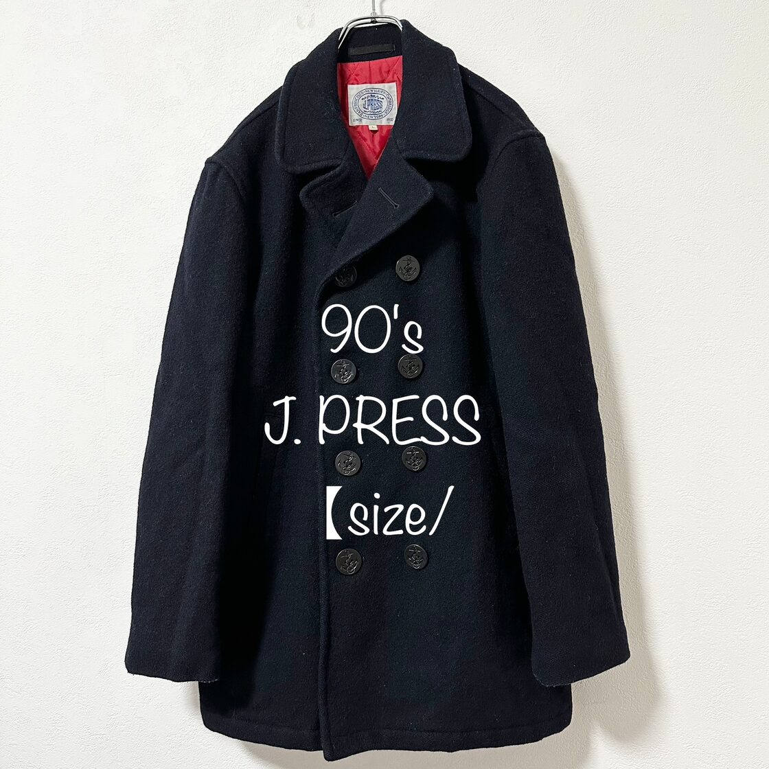J.PRESS/ジェイプレス☆90s☆Pコート/ピーコート☆ネイビー/紺×赤☆L 