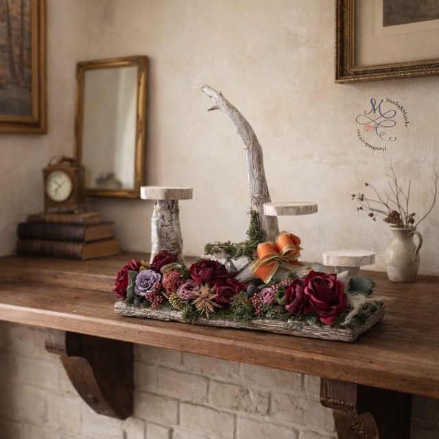 クラシカルボルドーキャンドルのクリスマスアレンジメント 〜心を灯す