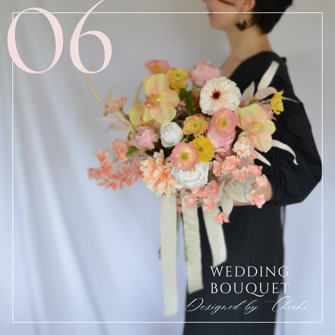 【完全オーダーメイド】ブーケ&ブートニア　ブーケスタンド付 ブーケスタンド＆ブートニア付）オーダーメイドウェディングブーケ