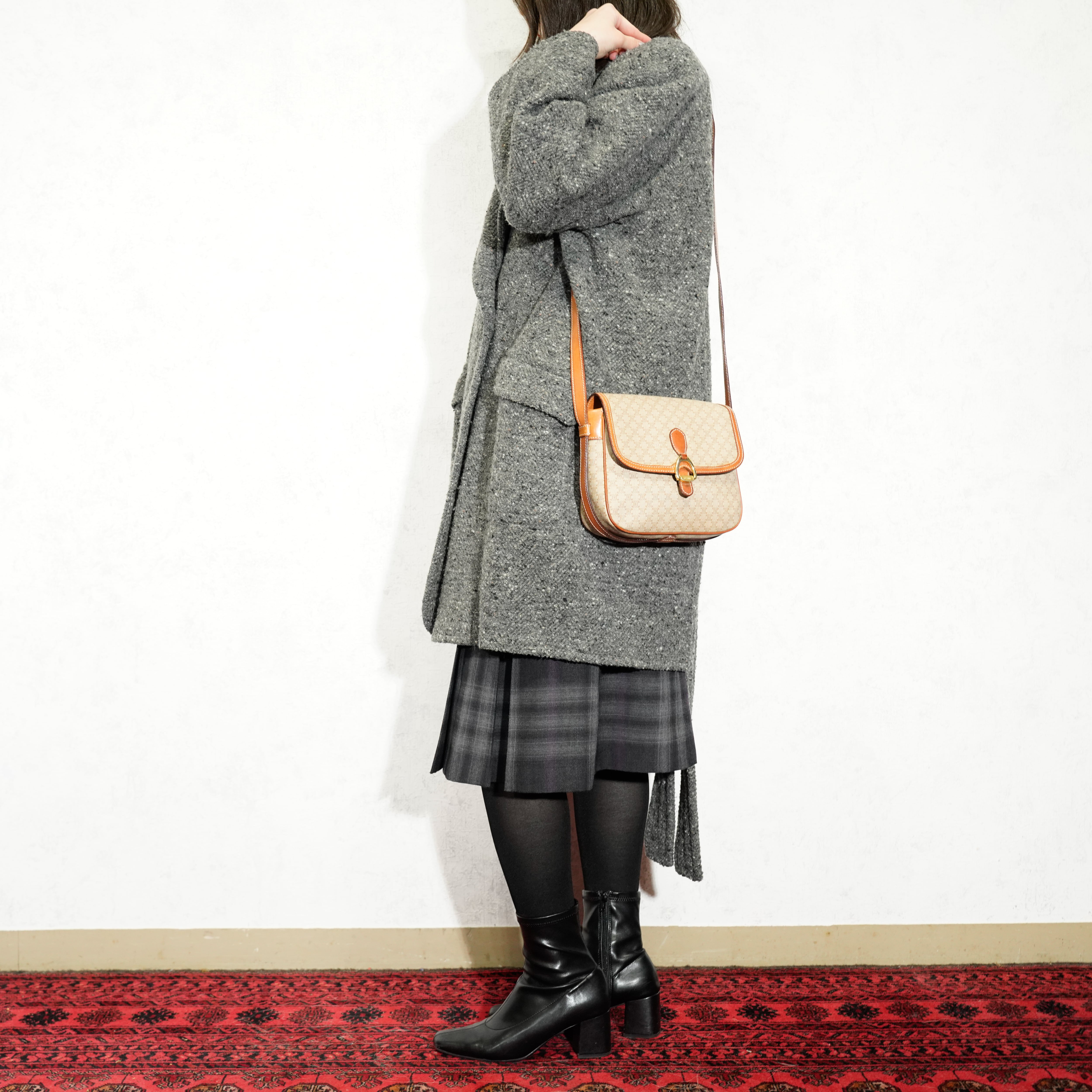 CELINE MACADAM PATTERNED BELTED LOGO DESIGN SHOULDER BAG CELINE MACADAM PATTERNED BELTED LOGO DESIGN SHOULDER BAG