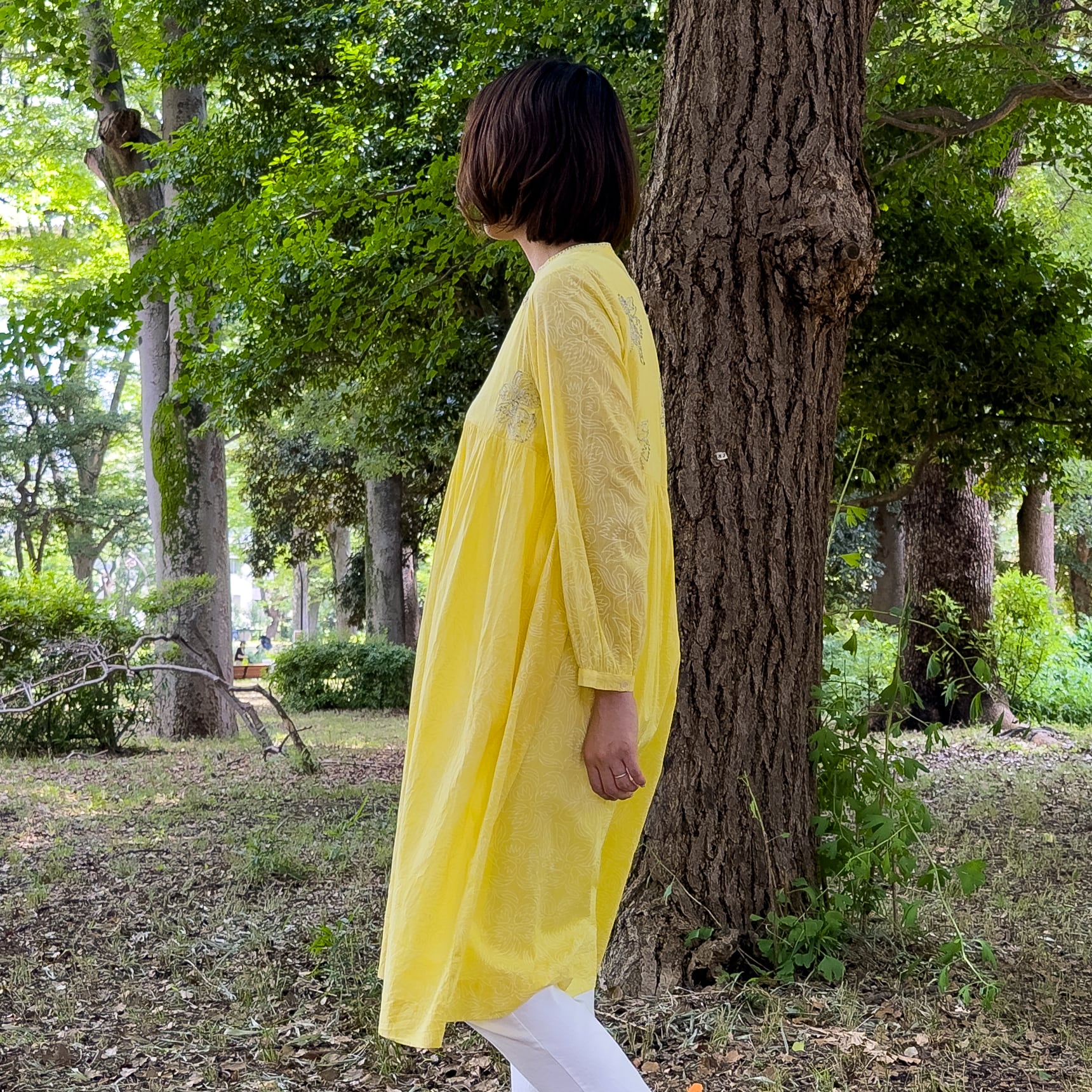 ラメ刺繍入り前開きワンピース 綿100％ OIO-4026-PG | バンブー