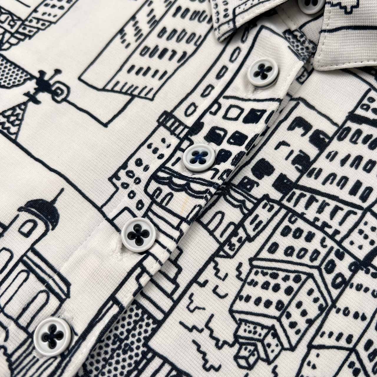 adabat アダバット 総柄 半袖 ポロシャツ サイズ 38 /ゴルフ/ホワイト×ネイビー/レディース