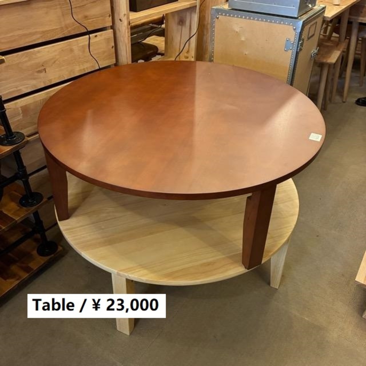 ラバーウッド　フォールディングラウンドテーブル　90cm　全2色　ナチュラル　ブラウン　木製　ローテーブル　ちゃぶ台　丸テーブル　折り畳み　座卓　