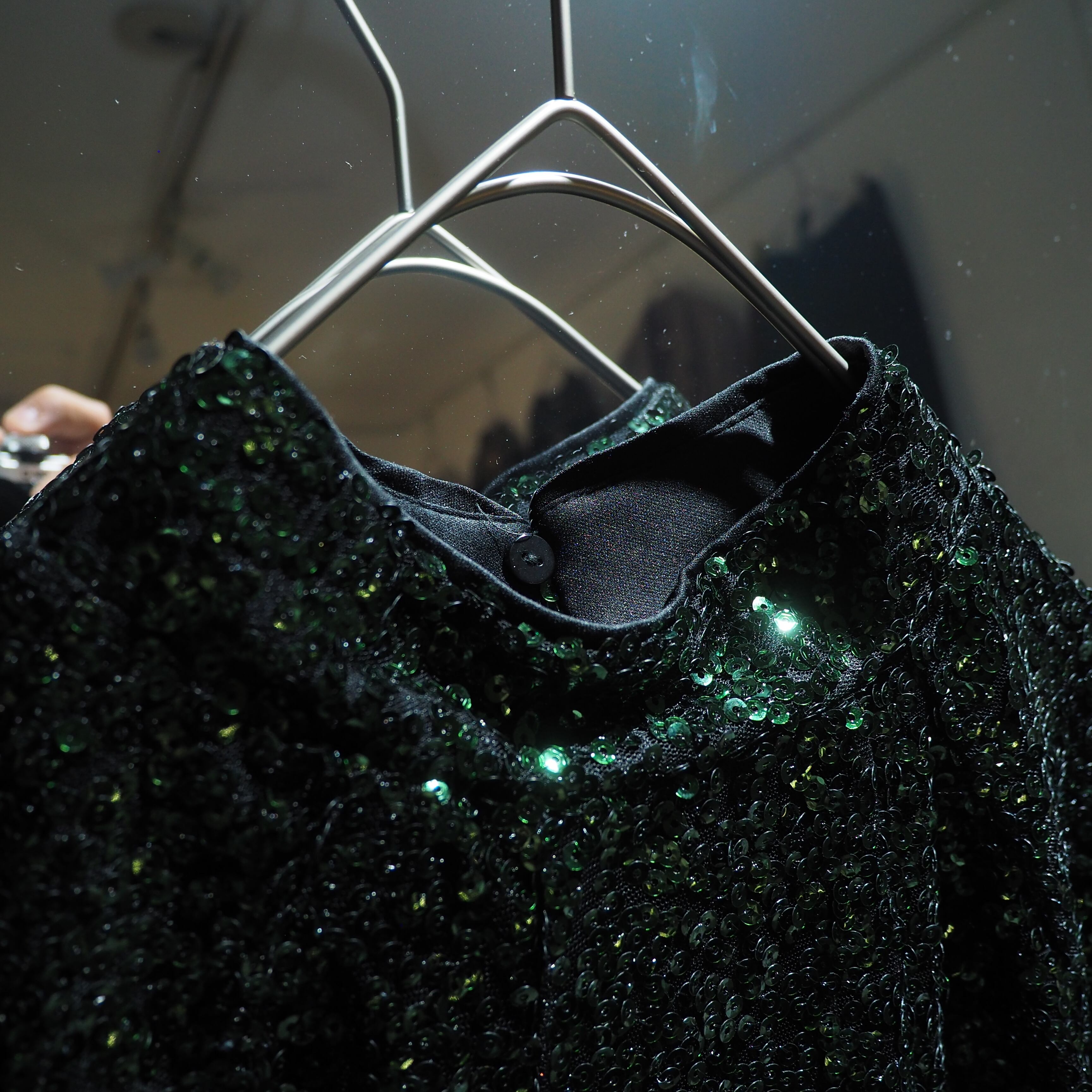 Beautiful Flip sequins Embroidery long sleeve Mock neck