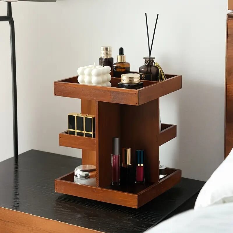 メイクスタンド コスメボックス 回転式 木製 オーガナイザー おしゃれ