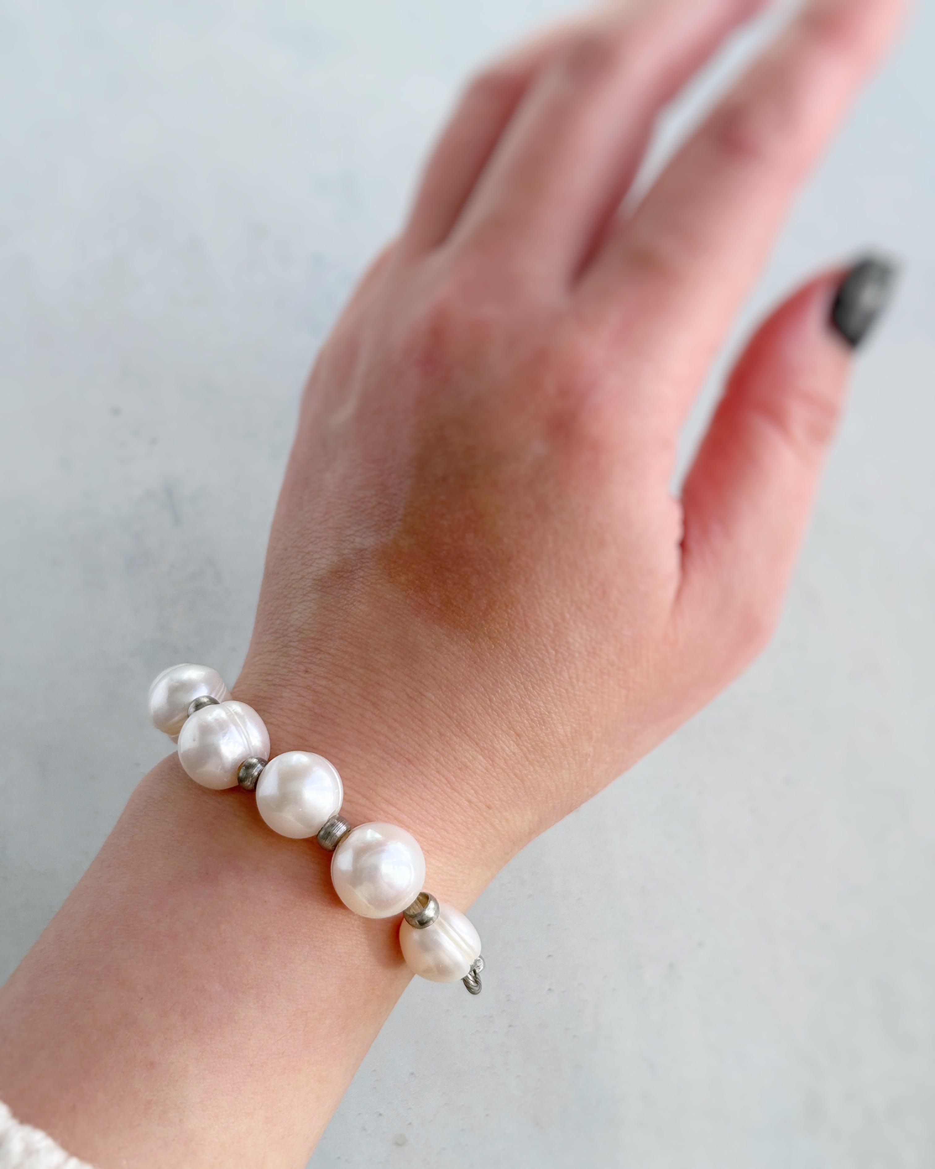 【再販】Chain & stone bracelet(淡水パール)