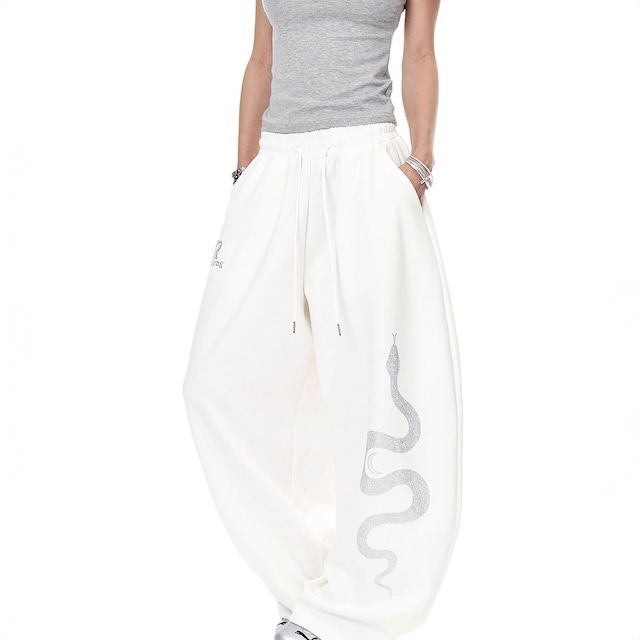 サイドスネークデザインスウェットパンツ 2col R00883