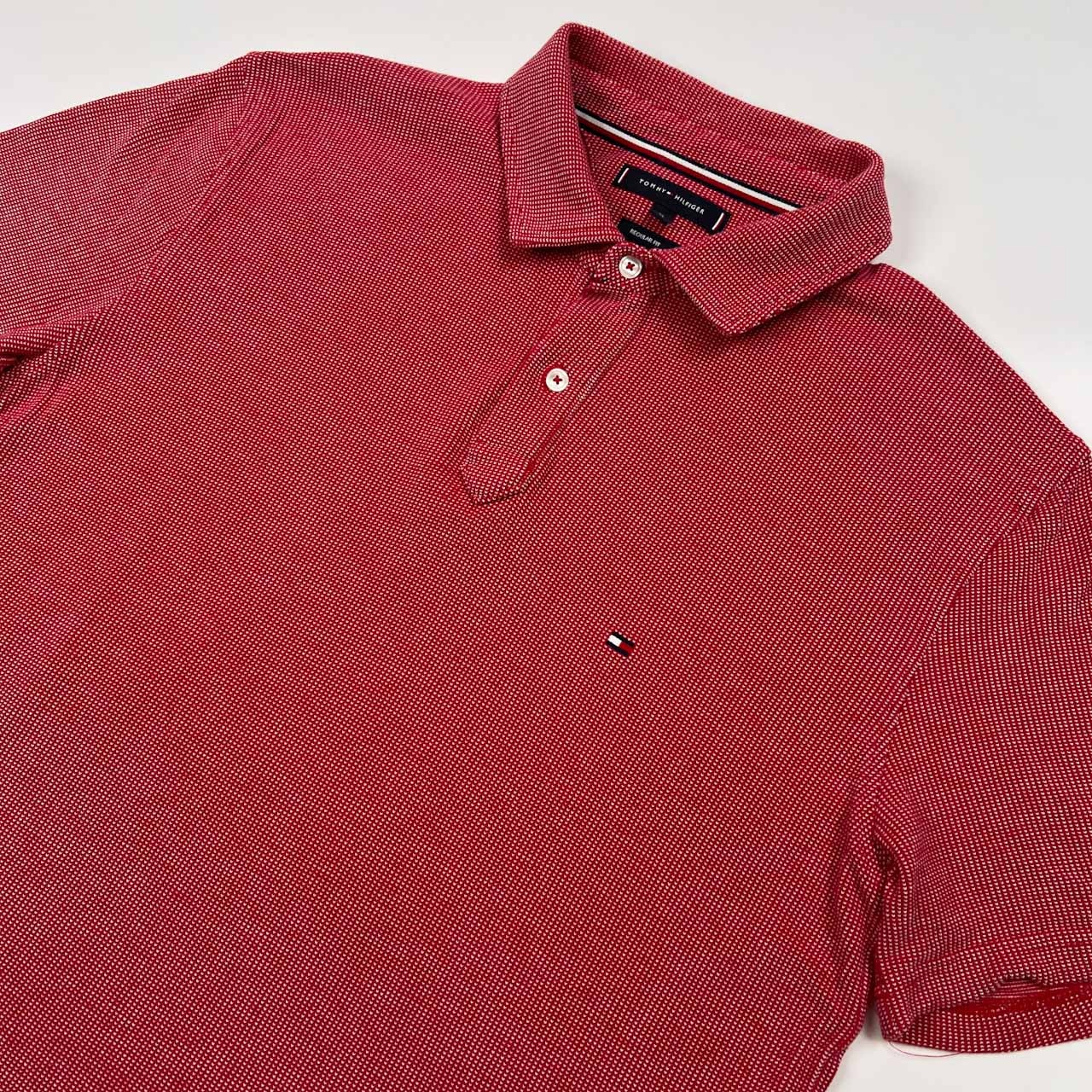 TOMMY HILFIGER トミーヒルフィガー ワンポイント刺繍 半袖 ポロシャツ サイズ XL /メンズ/レッド系/regular fit