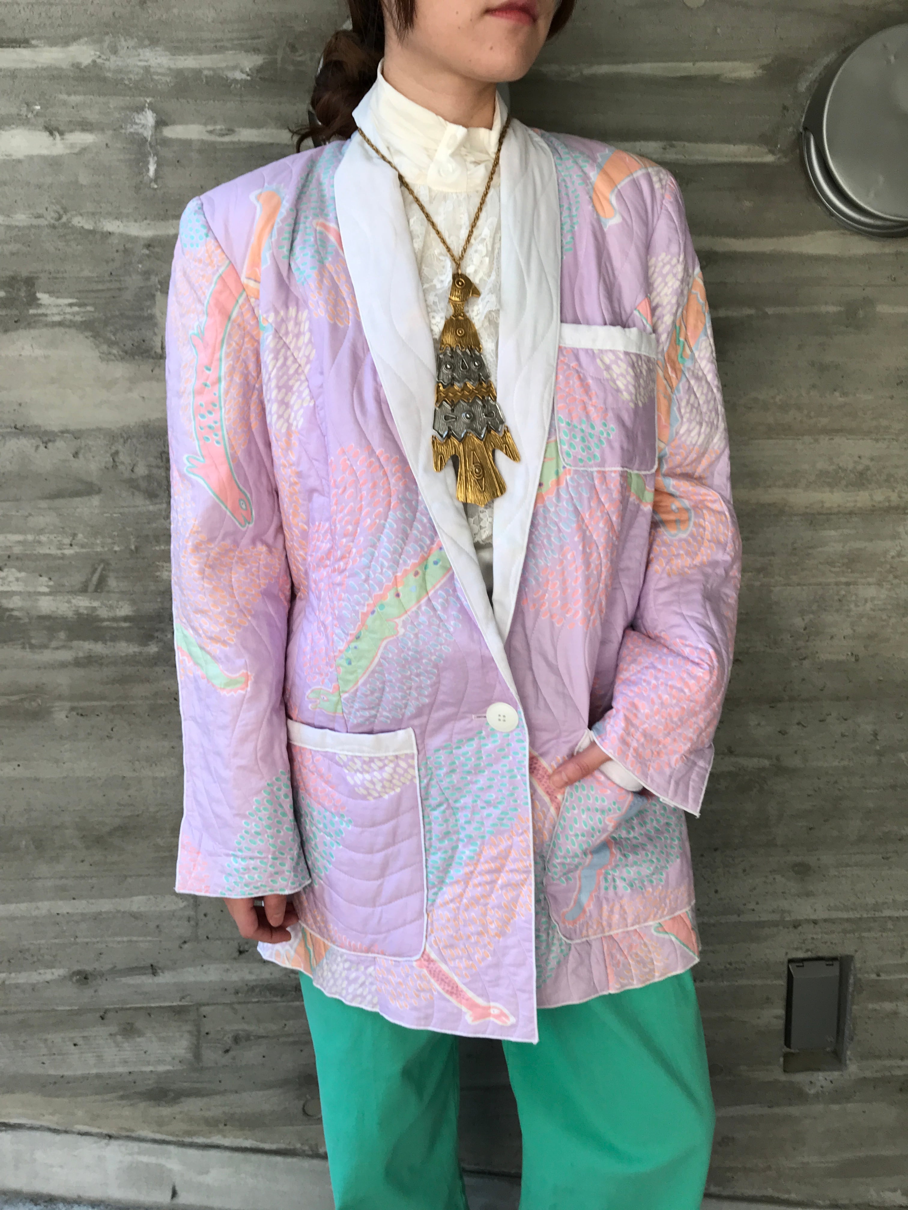 Jeanne Marc lavender animal print cotton jacket ( ジェーンマーク ラベンダー アニマル柄 コットン ジャケット )