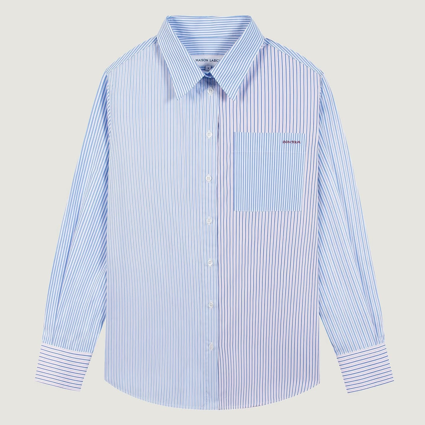 MAISON LABICHE BONJOUR COTTON SHIRT PATCHWORK STRIPES