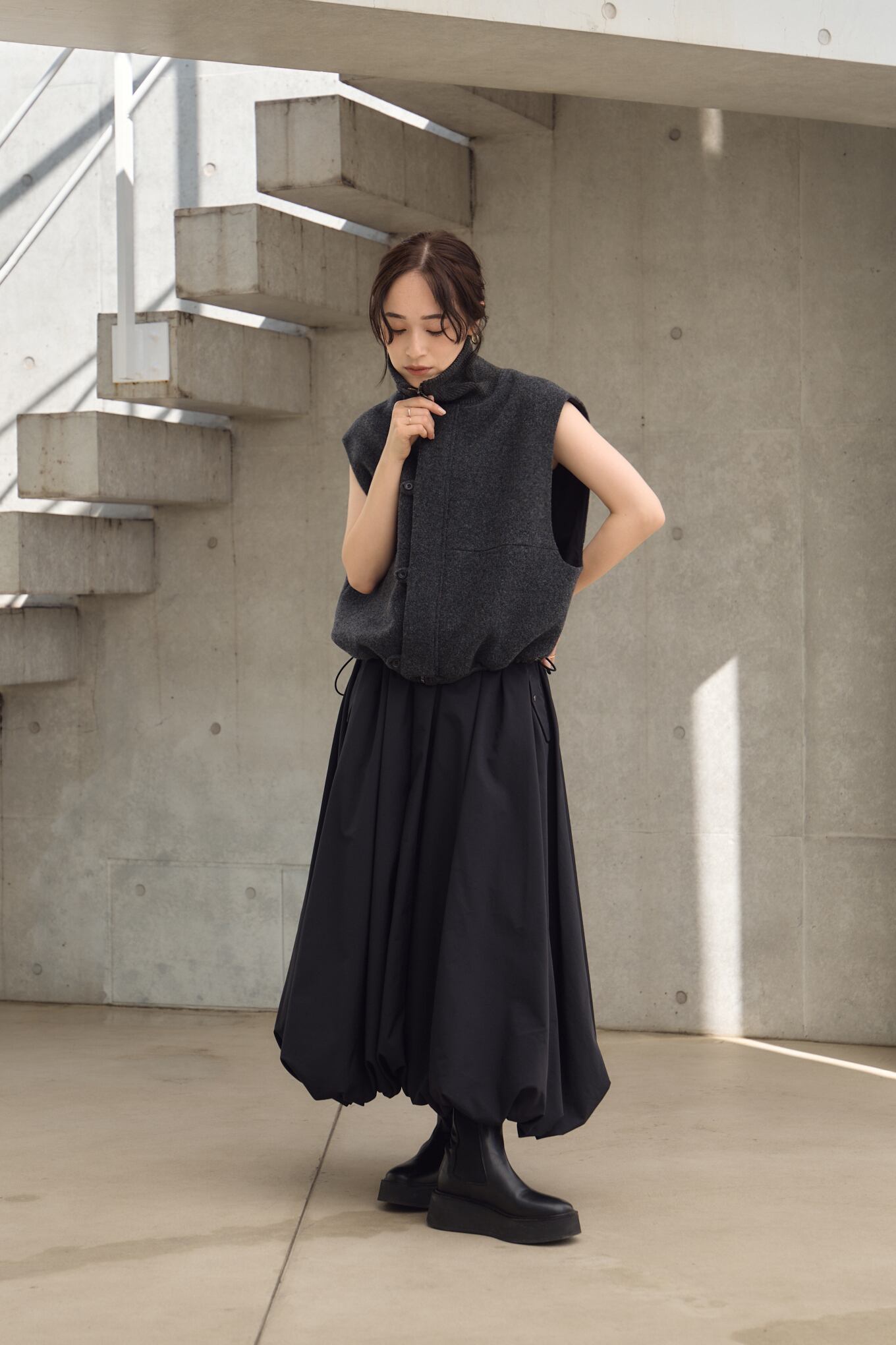 Louren volume summer dress（Hella CHAMBRAY BALLOON SK Skirt 