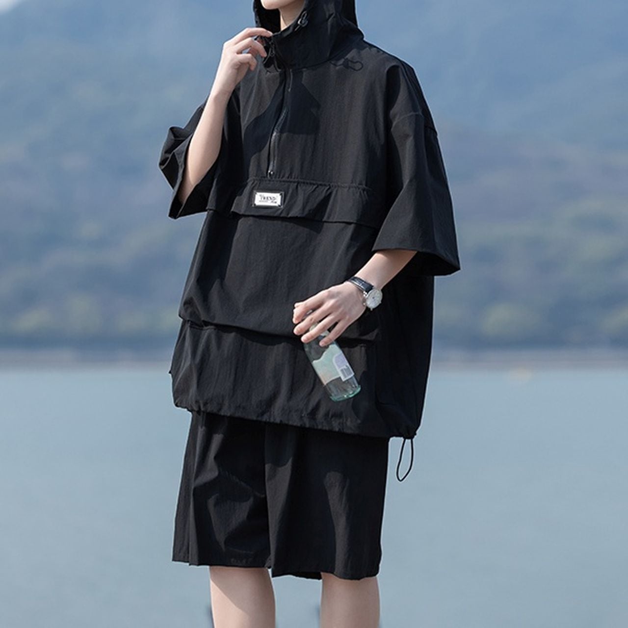 Loose hooded top and shorts set(MT1208)