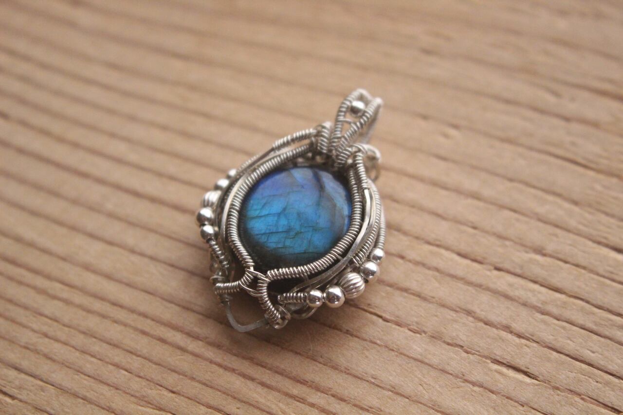 Labradorite silver 925 wire wrapping pendant