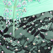 【美品 社交ダンス衣装】グリーン NANAKA ナナカ ワンピース ドレス 緑 ミント ブラック 黒 レース 高級感 上品 デモ 競技用